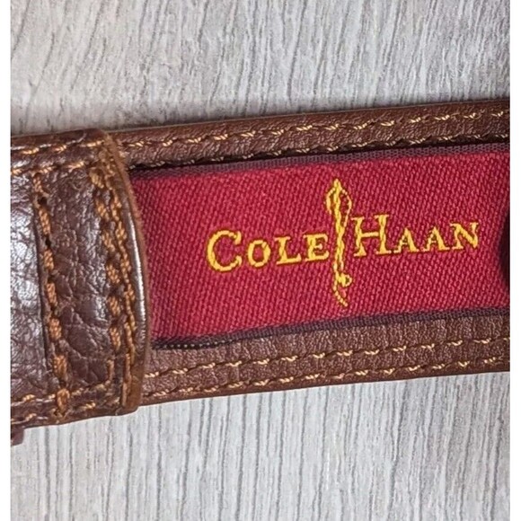 Cole Haan Leather Belt Men's Solid Brass Buckle A3780 Brown 90/36 - Picture 5 of 6